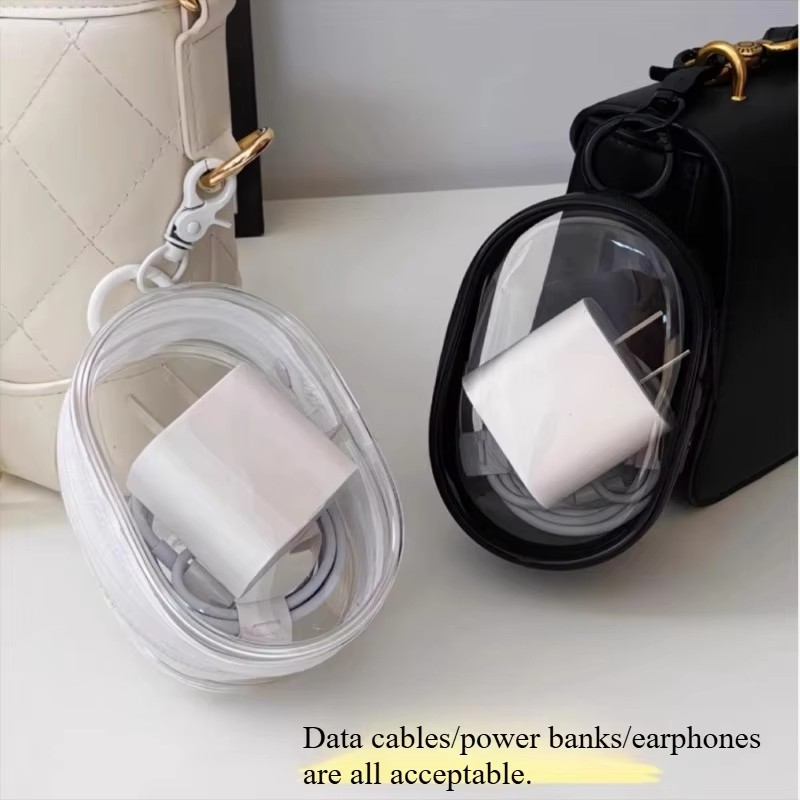 Cable Winder Keychain - Borsa Portatile Mini Trasparente con Cerniera