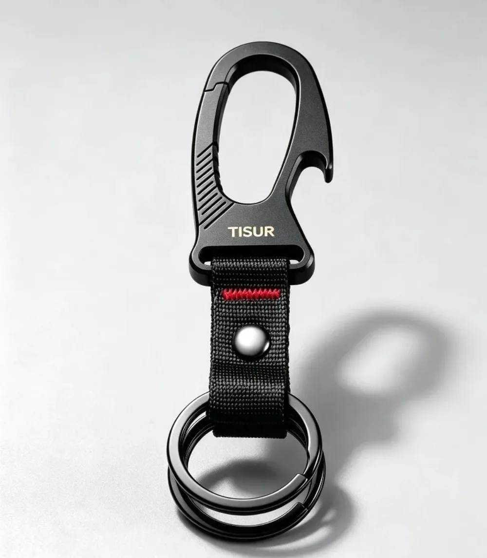Edc Carry Clip - Moschettone Portachiavi in Titanio Multifunzione, Apribottiglie
